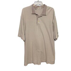 Cutter Buck Men's Tan and White Striped Short Sleeves‎ Polo Top Size XL
